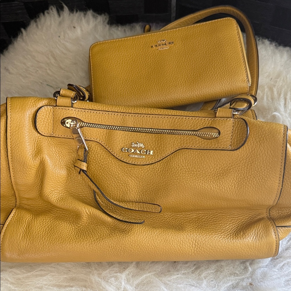 Coach Yellow Leather Satchel and Wallet Set - Picture 1 of 2